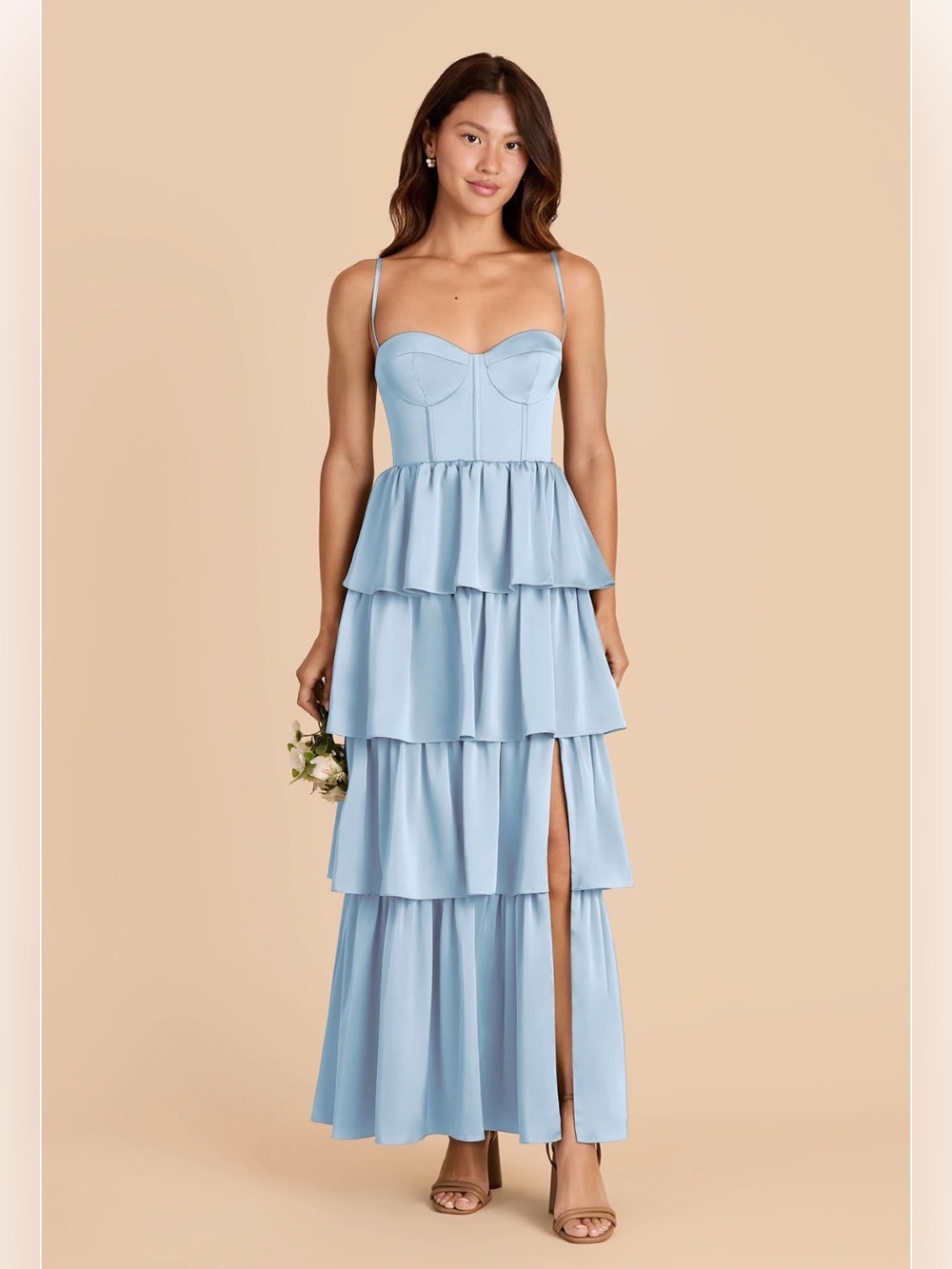 Birdy Grey Lola Dress in Matte Satin Sky Blue